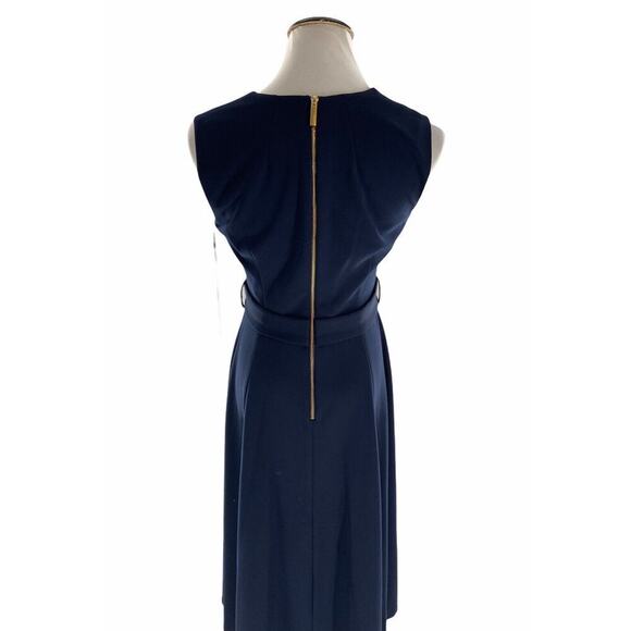 Calvin Klein Sleeveless Fit & Flare Womens Back Zip Button Waist Dress Size 6 - Picture 4 of 7
